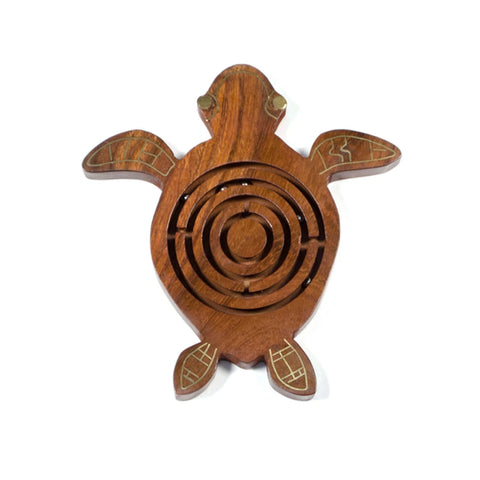 Rosewood Turtle Labyrinth Game - India