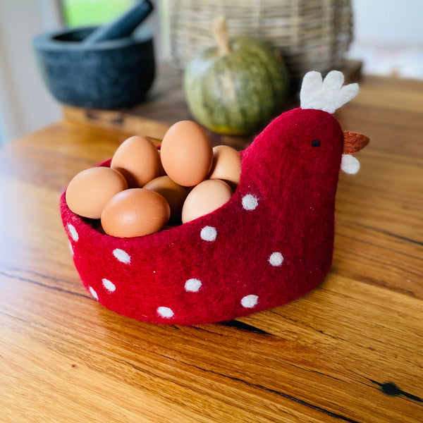 Felt Chicken Basket - Large, Nepal