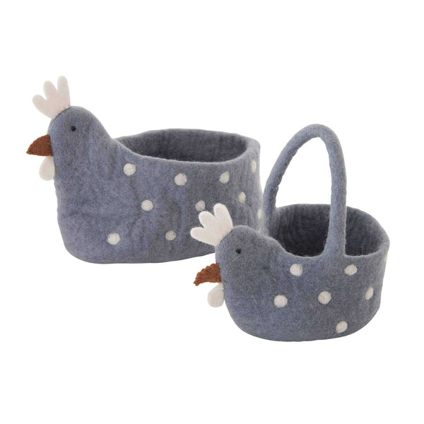Felt Chicken Basket - Large, Nepal
