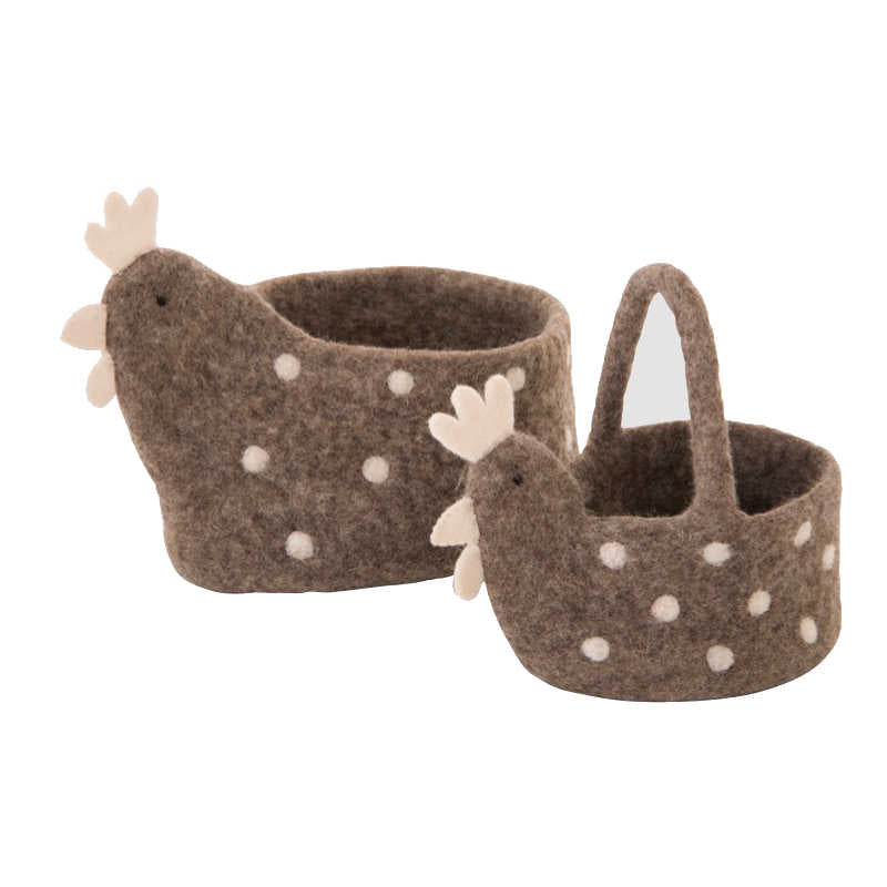 Felt Chicken Basket - Large, Nepal