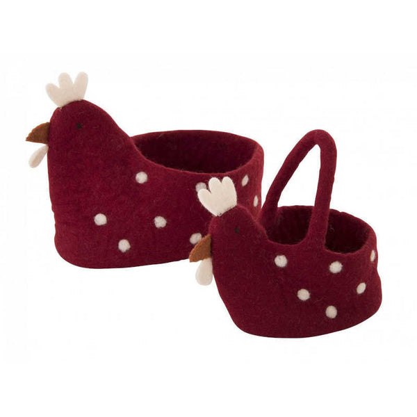 Felt Chicken Basket - Large, Nepal