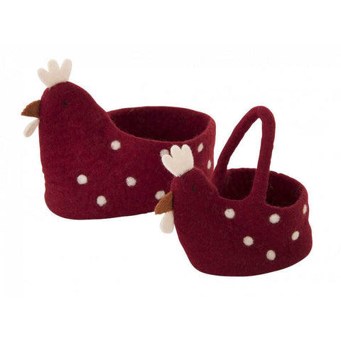 Felt Chicken Basket - Large, Nepal