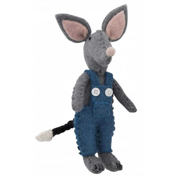 felt bilby doll in blue overalls