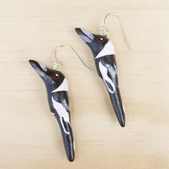 Handmade Clay Earrings - Australian Magpie - Thailand