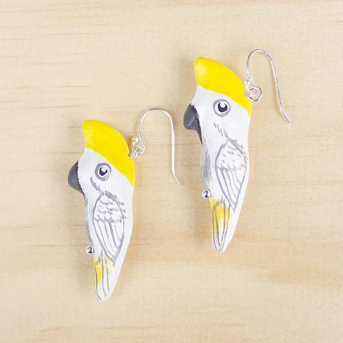 Songbird Sulfur Crested Cockatoo Earrings - Thailand