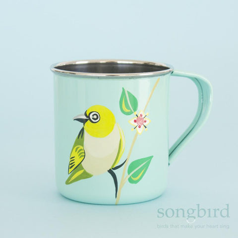 Songbird Silvereye & Correa Hand-Painted Mug - India