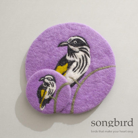 Songbird New Holland Honeyeater & Banksia Felt Coasters - India