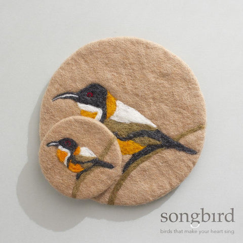 Songbird Spinebill & Grevillea Felt Trivet - India