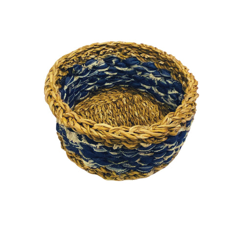 U-Chus Seagrass & Recycled Denim Basket - Medium, Bangladesh
