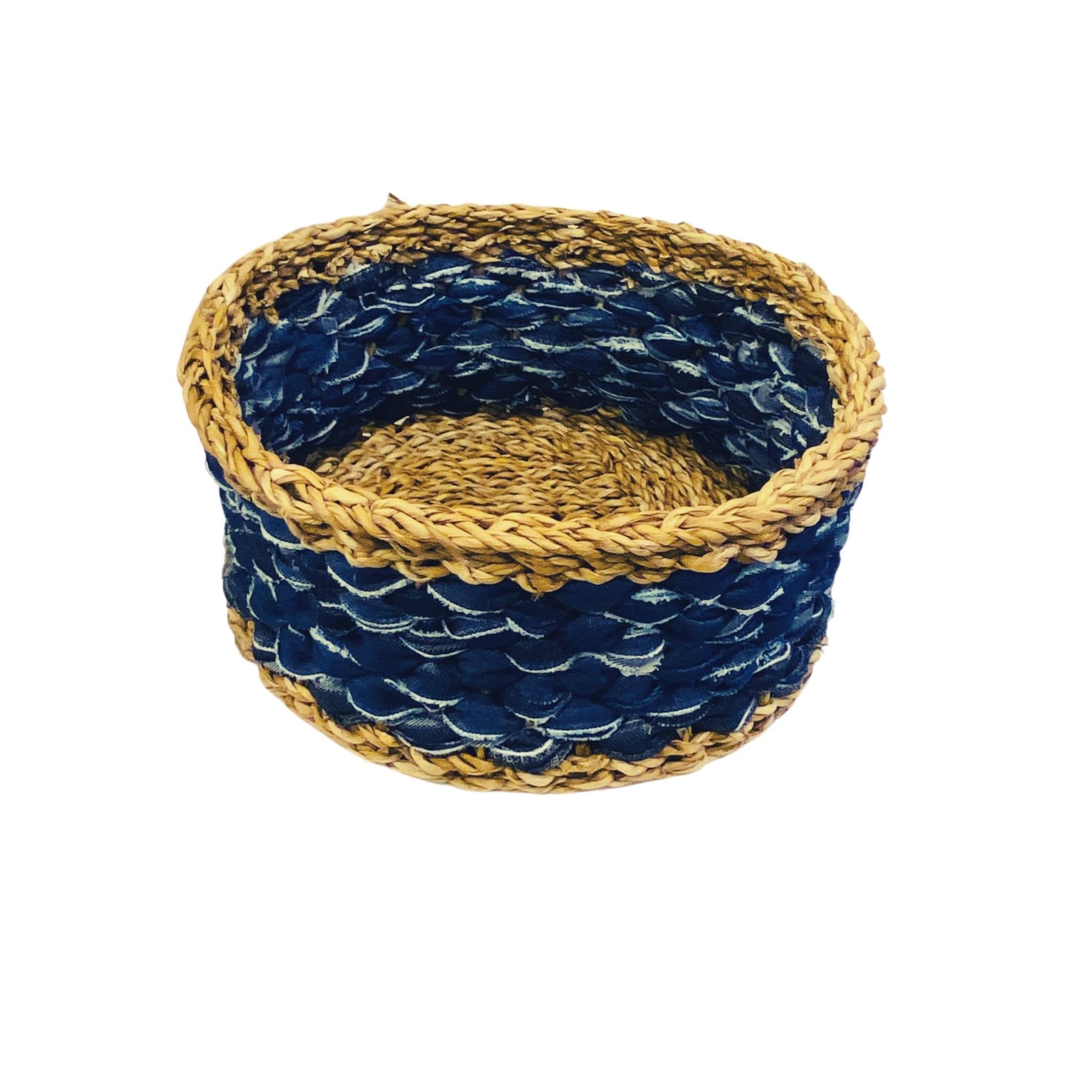 U-Chus Seagrass & Recycled Denim Basket - Large, Bangladesh